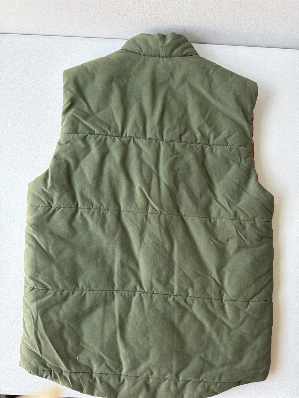 Levi's Olive Green Quilted Vest with Red Lining